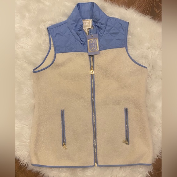 Sail to Sable Sherpa Fleece Quilted Vest Periwinkle Blue M - Picture 2 of 6